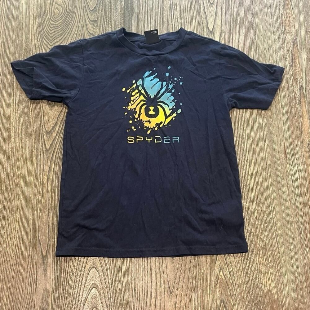 Spyder Youth Boys Graphic Print T-Shirt Short Sleeve Crewneck Navy Size M 10-12